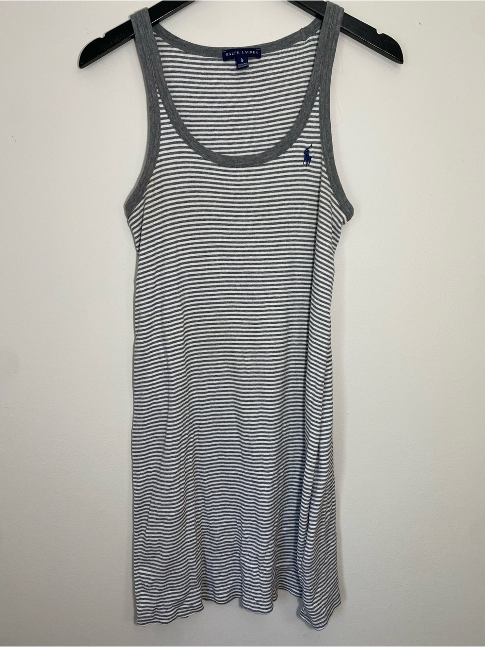 Ralph Lauren Striped Maxi Tank Dress Grey and White Large